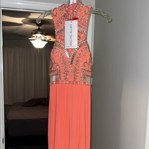 Rachel Allan Coral Embellished Prom Dress